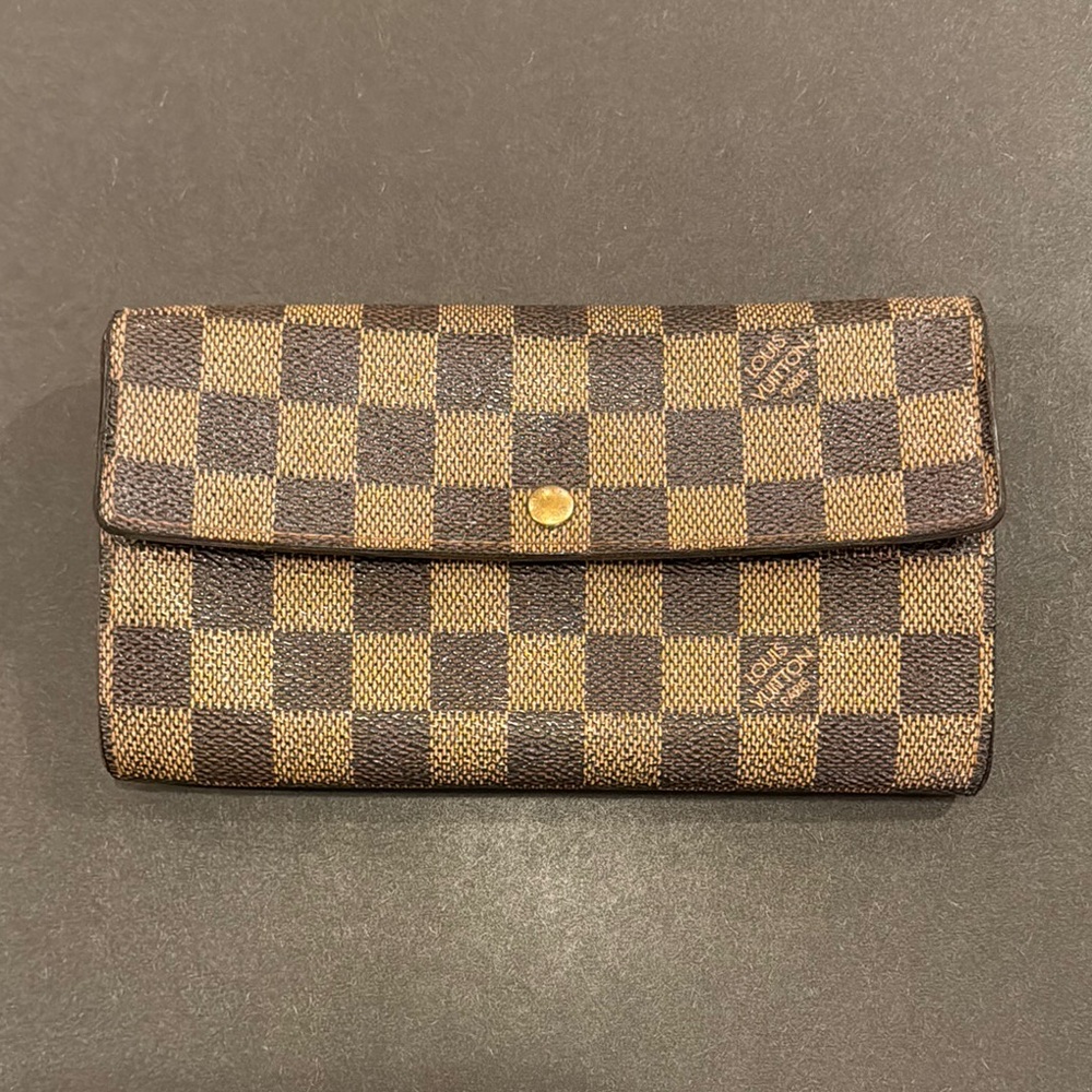 Authentic Louis Vuitton Long Damier Ebene Checkered Wallet
